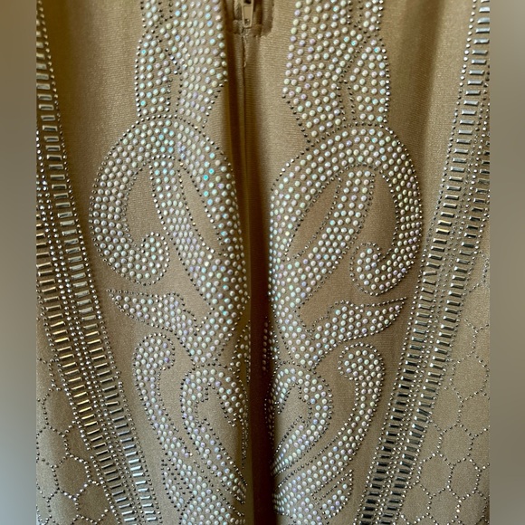 Fashion Nova Bling Rhinestone Halter Mini Dress - Nude Tan Women’s Size Large - Picture 6 of 9